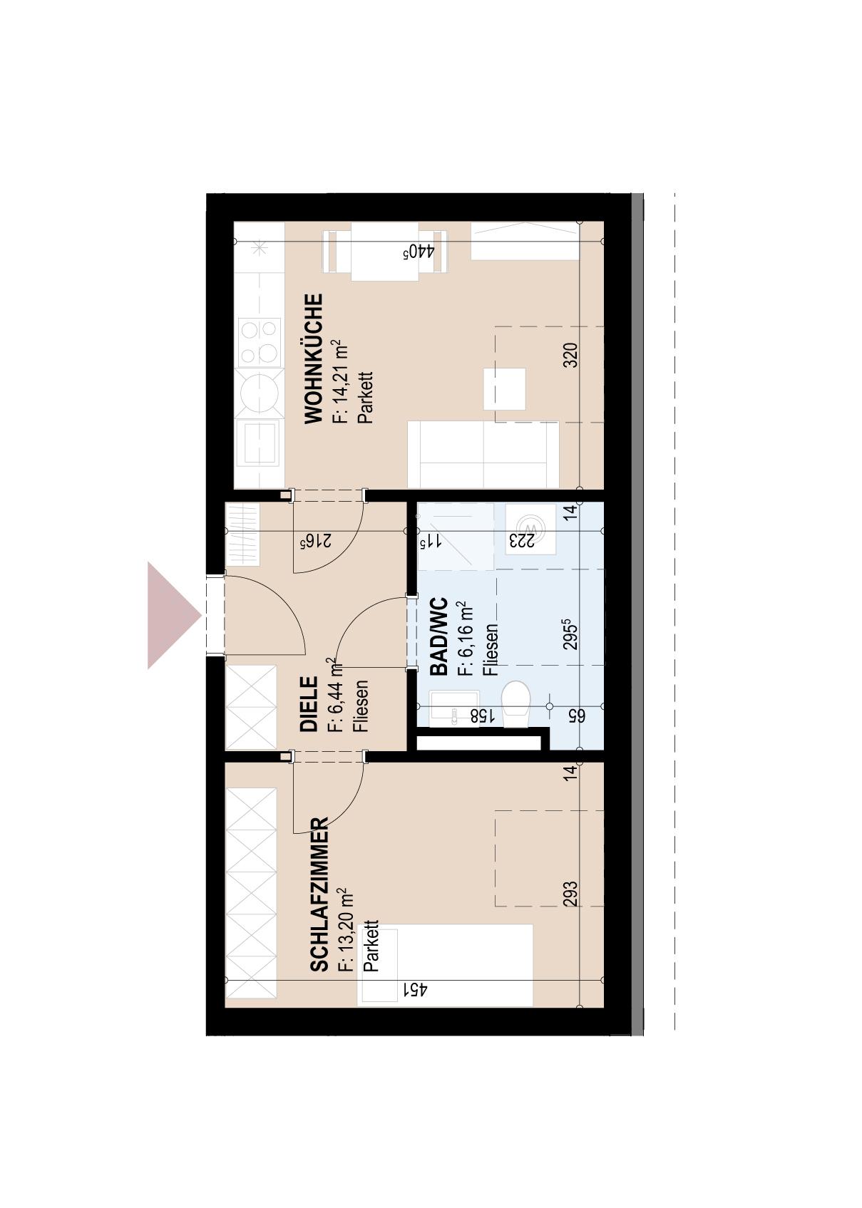 Gef&ouml;rderte Altbauwohnung mit 2 Zimmern im 4. Stock