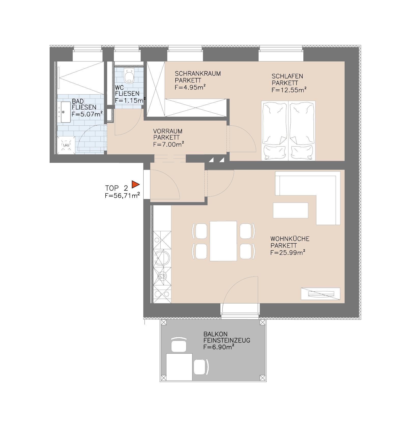 Moderne 2-Zimmer-Wohnung mit Balkon Moderne 2-Zimmer-Wohnung mit Balkon