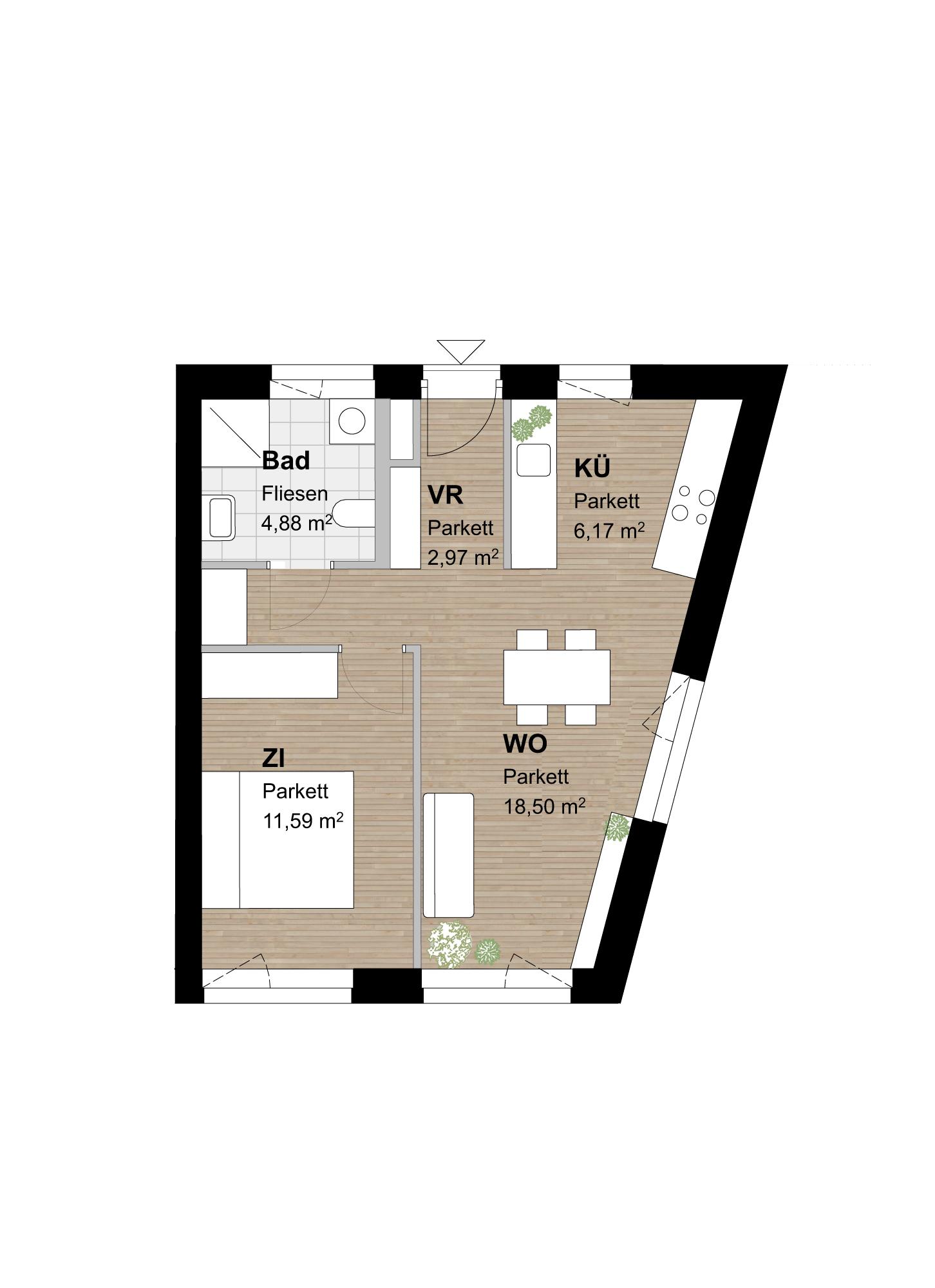 Moderne 2-Zimmer-Wohnung mit Einbauk&uuml;che