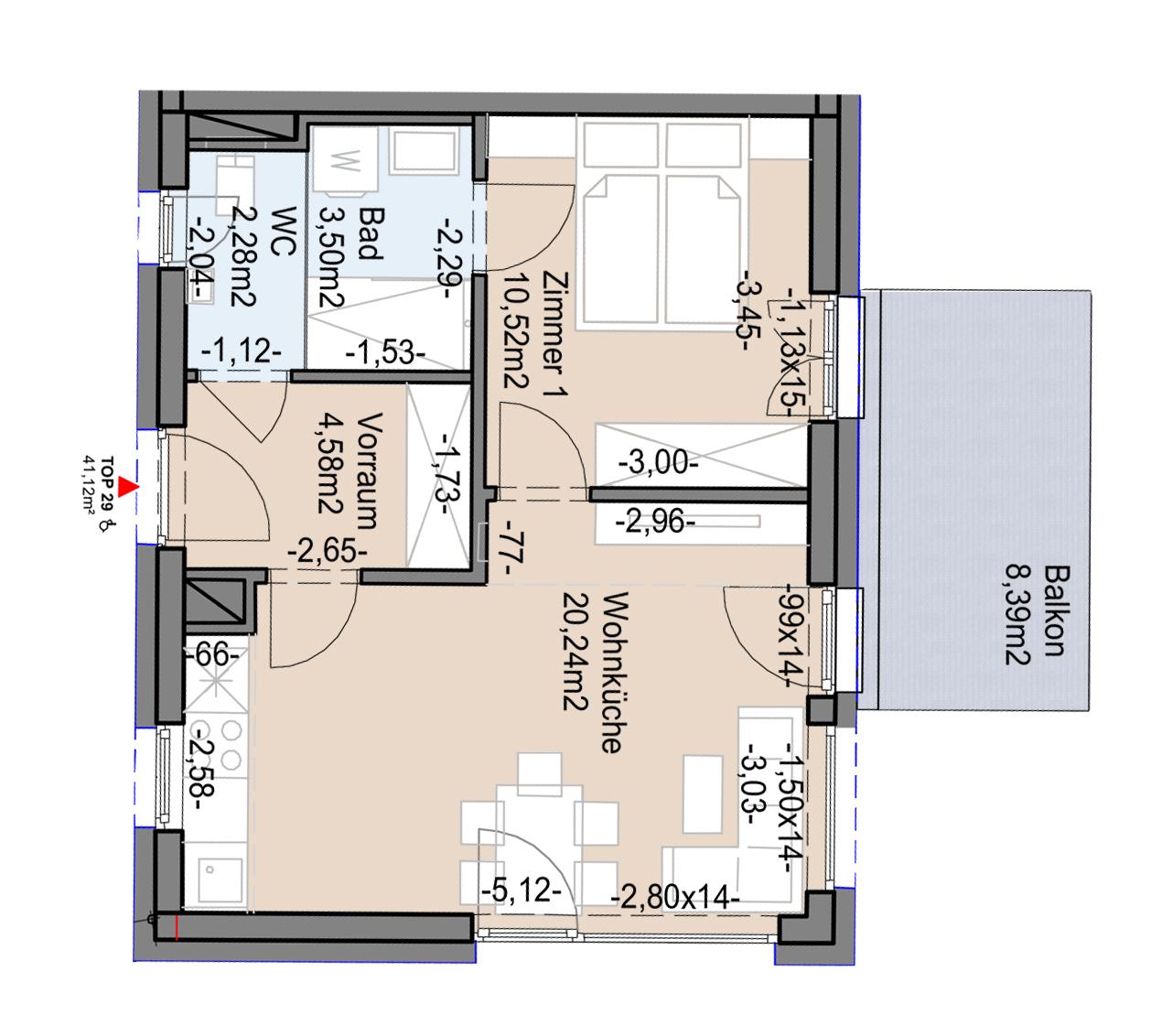 Geförderte Neubauwohnung mit 2 Zimmern in 1. Stock Geförderte Neubauwohnung mit 2 Zimmern in 1. Stock
