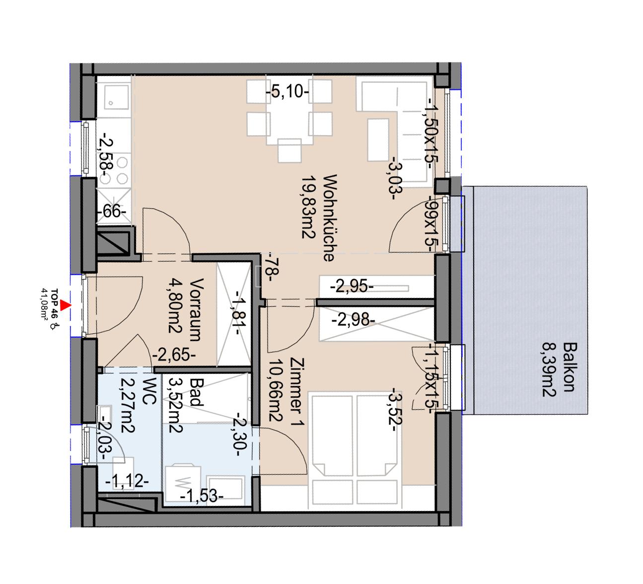 Gef&ouml;rderte Neubauwohnung mit Balkon im 2. Stock