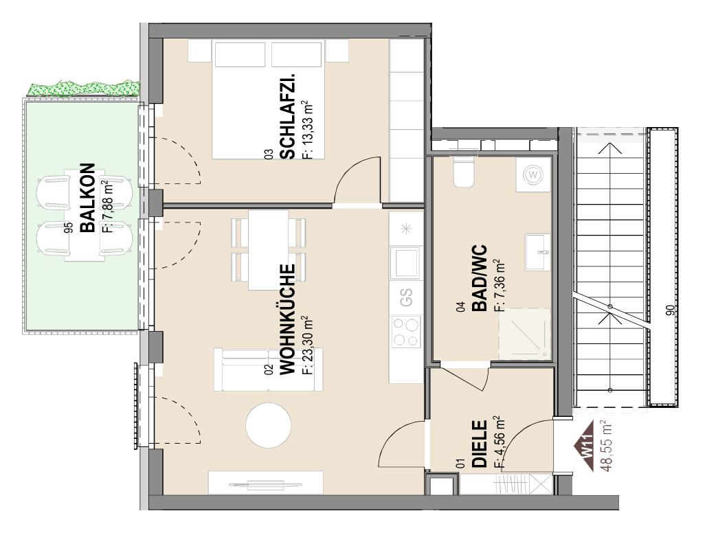 Geförderte Neubau-Wohnung mit Balkon im 3. Stock Geförderte Neubau-Wohnung mit Balkon im 3. Stock
