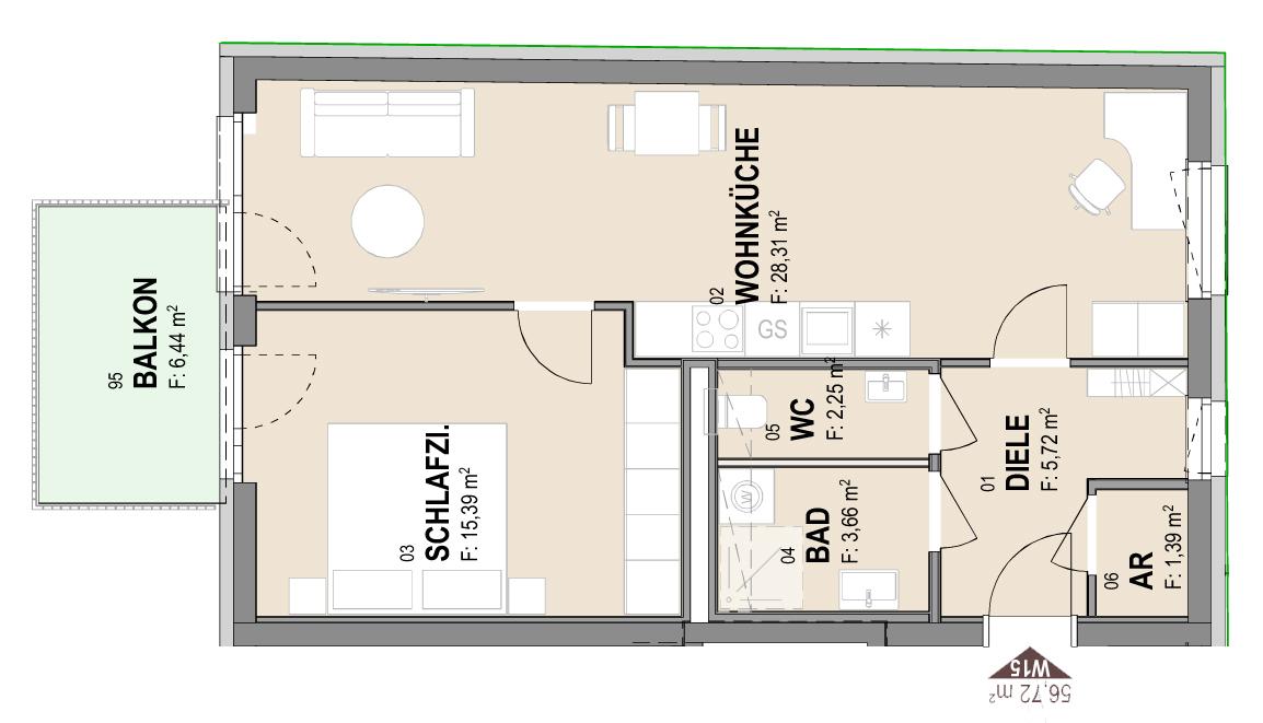 Geförderte Neubauwohnung mit Balkon im 4. Stock Geförderte Neubauwohnung mit Balkon im 4. Stock